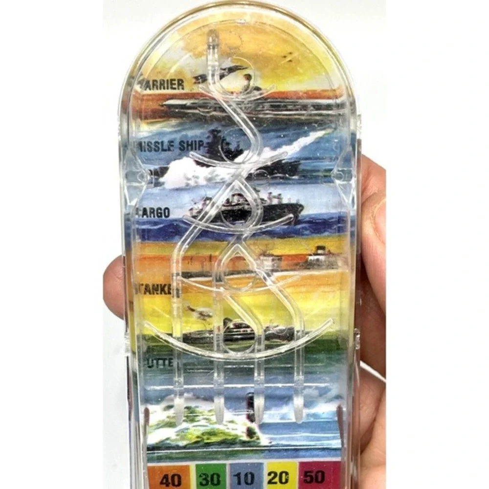 Vintage Handheld Pinball Game Durham Ind 1975 Submarine Battleship Tin‎ Litho